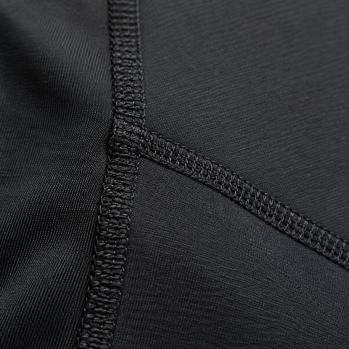 Close detail of flatlock stitching and seam construction